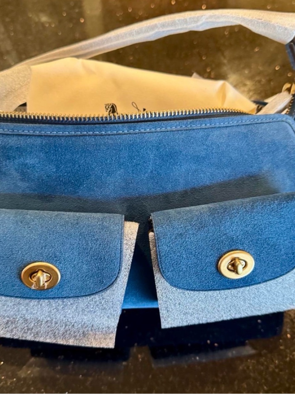 Blue suede haversack 26 - Picture 2 of 4